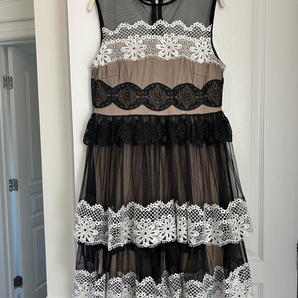 Zara Black and Tan Tiered Sundress Cocktail